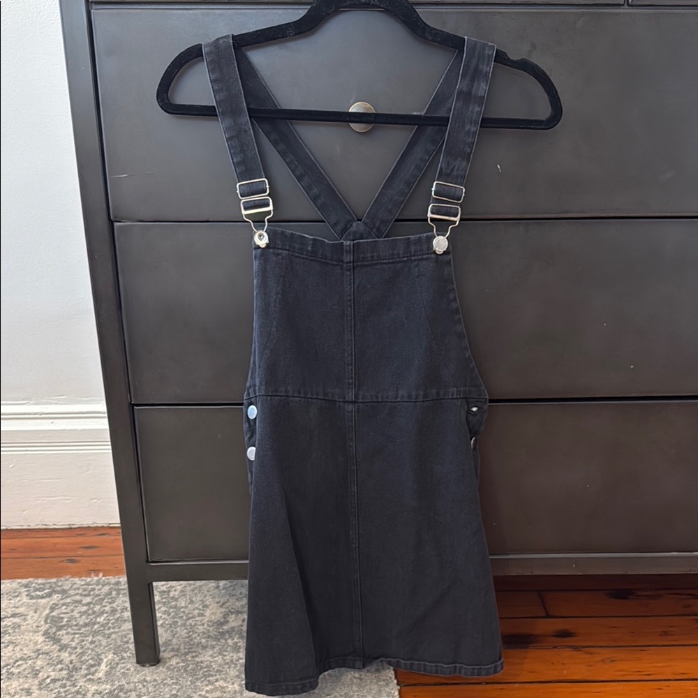 Black Denim Overall Dress